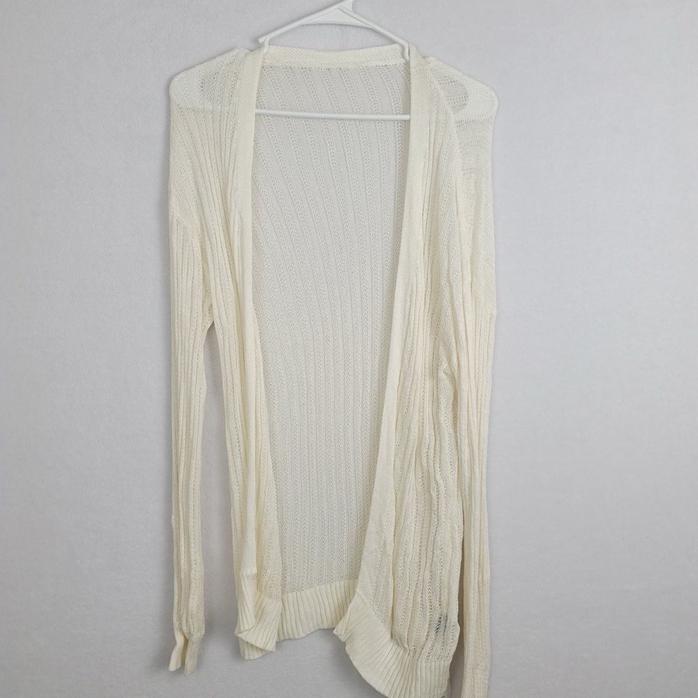 NWT Crochet Small Open Front  Long Sleeve Cream Cardigan Boho Fairy Feminine